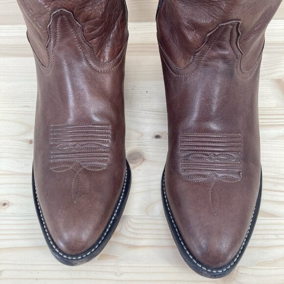 Tony Lama VTG Cowboy Boots Womens Size 7 Brown Leather Western Rodeo Pointed Toe - Picture 4 of 16